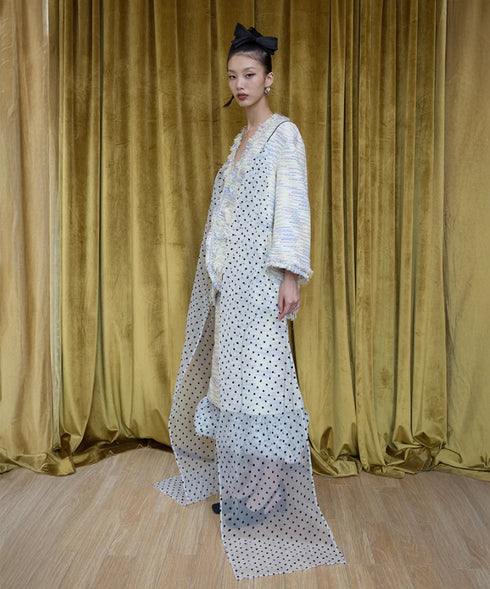 Dot Organza Raw Edge Jacket